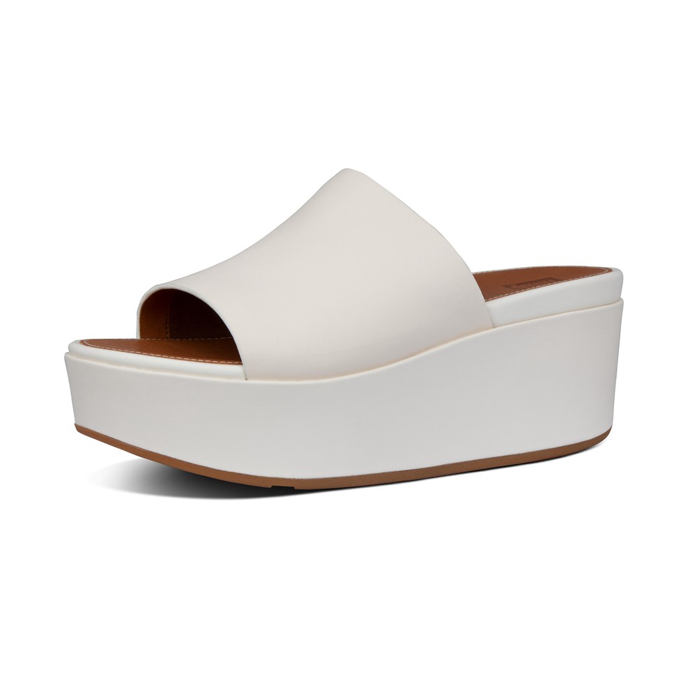 Fitflop Womens Wedge - Eloise Leather Slides - White - 213-FZGODT